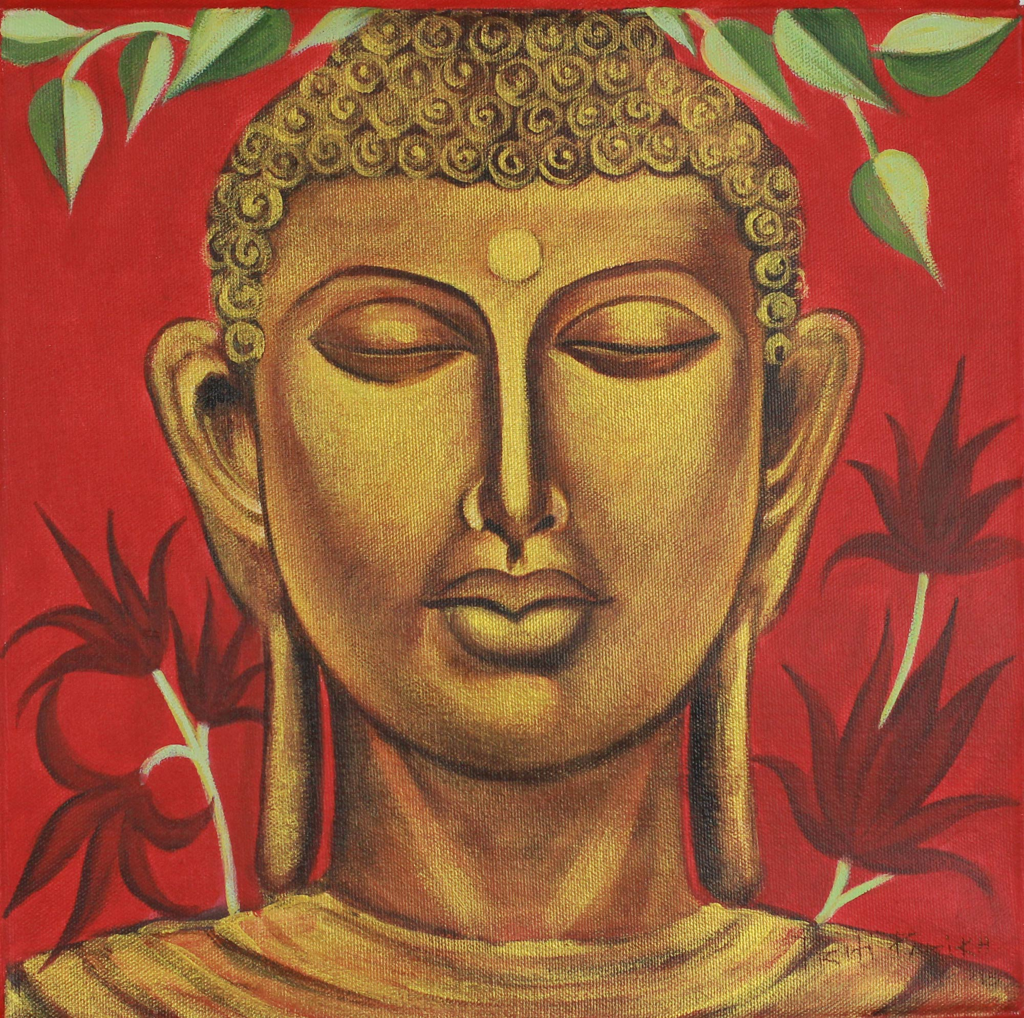 UNICEF Market | Buddha Portrait Painting India Fine Art Signed - Calmness