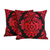 Cotton cushion covers, 'Crimson Beauty' (pair) - Red and Black Embroidered Cotton Cushion Covers (Pair)