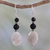 Onyx and labradorite dangle earrings, 'Midnight Mist' - Artisan Made Onyx and Labradorite Earrings