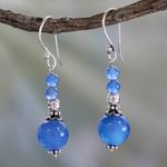 Chalcedony dangle earrings, 'Heavenly' - India Handmade Chalcedony Earrings