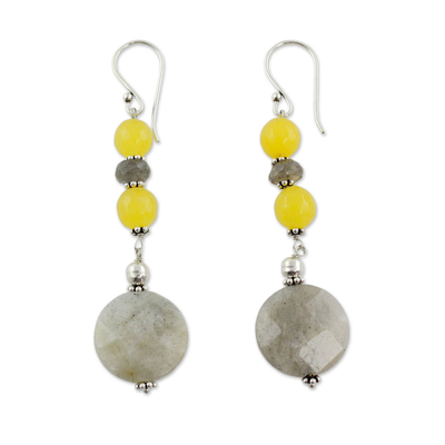 Artisan Crafted Labradorite and Chalcedony Earrings