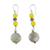Labradorite dangle earrings, 'Sunshine Mist' - Artisan Crafted Labradorite and Chalcedony Earrings
