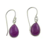 Sterling silver dangle earrings, 'Fuchsia Fashion' - Sterling Teardrop Earrings with Fuchsia Quartz