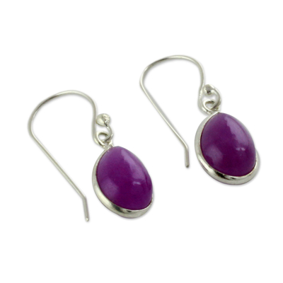 Sterling silver dangle earrings, 'Fuchsia Fashion' - Sterling Teardrop Earrings with Fuchsia Quartz