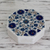 Marble inlay jewelry box, 'Blue Bouquet' - Handcrafted Marble Inlay Jewelry Box thumbail