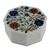 Marble inlay jewelry box, 'Forget Me Not' - Floral Marble Jewelry Box from India thumbail
