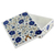 Marble inlay jewelry box, 'Blue Forget Me Nots' - Floral Marble Jewelry Box from India