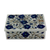Marble inlay jewelry box, 'Wild Blue Flowers' - Unique Indian Marble Inlay jewellery Box thumbail