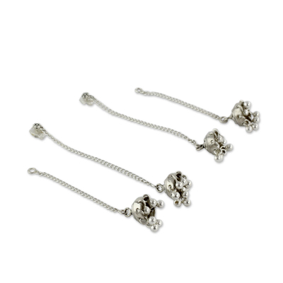Sterling silver dangle earrings, 'Wedding Bells' - Indian Sterling Silver Detachable Jhumki Earrings