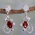 Garnet dangle earrings, 'Real Love' - 2 Carat Garnet and Sterling Silver Earrings (image 2) thumbail