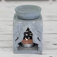 Soapstone oil warmer, Agra Elephants