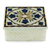 Marble inlay jewelry box, 'Cosmic Charm' - Hand Crafted Marble Inlay Jewelry Box