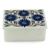 Marble inlay jewelry box, 'Carnation Sky' - Floral Marble Jewelry Box from India