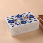 Marble inlay jewelry box, 'Kaleidoscope Dreams' - Fair Trade Marble Inlay Jewelry Box