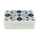 Marble inlay jewelry box, 'Kaleidoscope Dreams' - Fair Trade Marble Inlay Jewelry Box