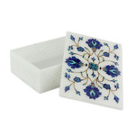 Marble inlay jewelry box, 'Kaleidoscope Dreams' - Fair Trade Marble Inlay Jewelry Box