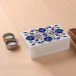 Marble inlay jewelry box, 'Kaleidoscope Dreams' - Fair Trade Marble Inlay Jewelry Box