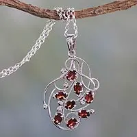 Featured review for Garnet pendant necklace, Rosebuds