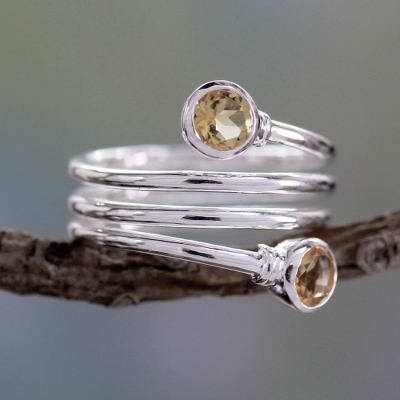 Citrine Wrap Ring Crafted in Sterling Silver