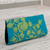 Wool and leather accent clutch bag, 'Aqua Fantasy' - Green on Blue Embroidered Wool Clutch Bag
