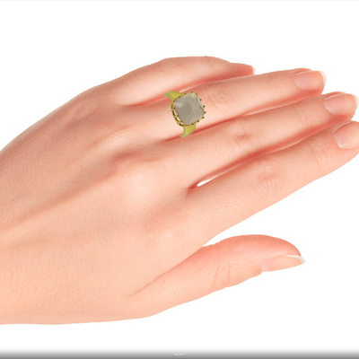 Gold vermeil rose quartz single stone ring, 'Spell of a Rose' - Rose Quartz and Gold Vermeil Ring from India