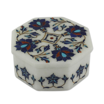Floral Marble Inlay Jewelry Box