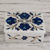 Marble inlay jewelry box, 'Blue Muse' - Handcrafted Marble Inlay Jewelry Box