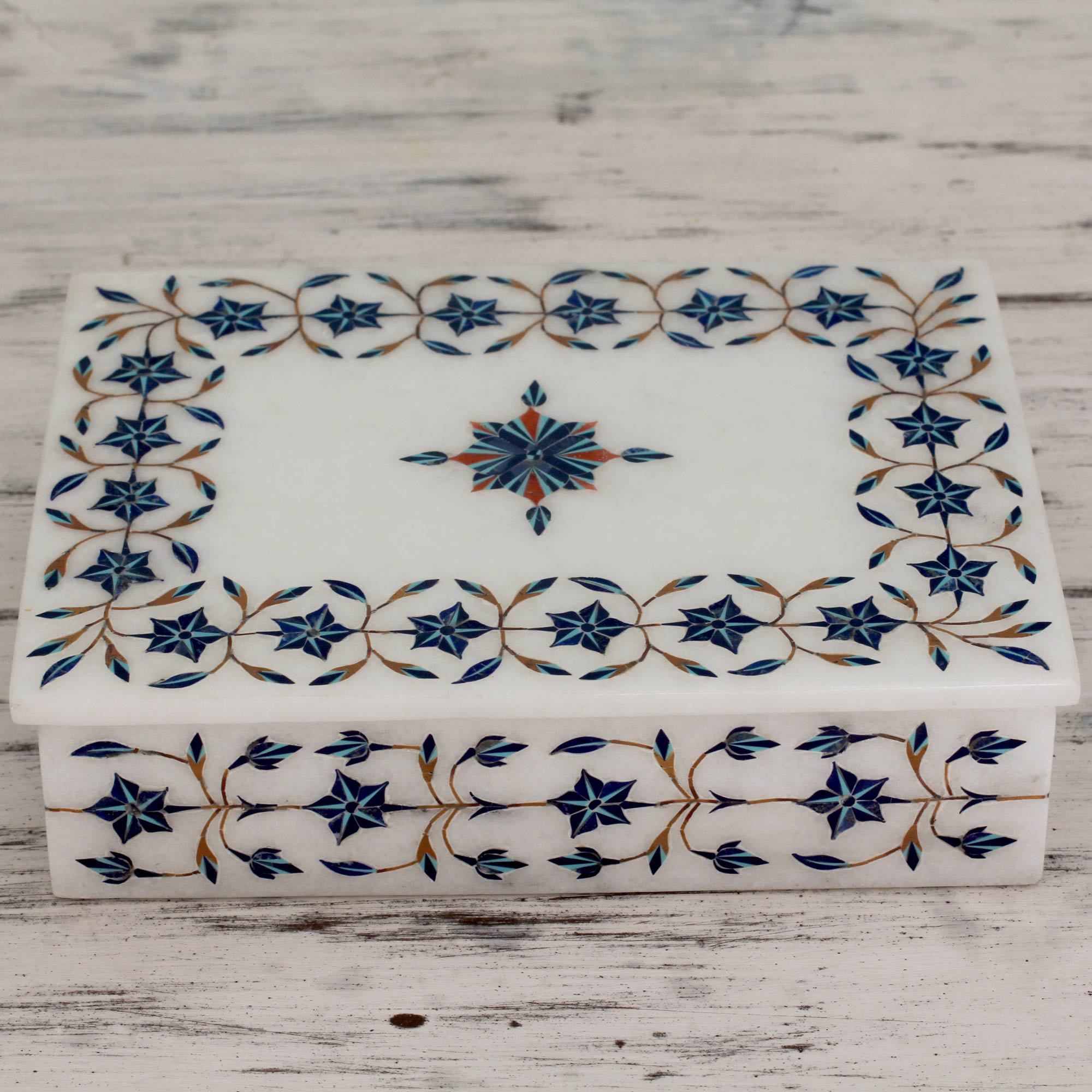 UNICEF Market | Handcrafted Marble Inlay Jewelry Box - Nautical Stars