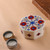 Marble inlay jewelry box, 'Sunflower Compass' - Floral Marble Jewelry Box from India