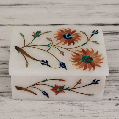 Marble inlay jewelry box, Sunflower Duet