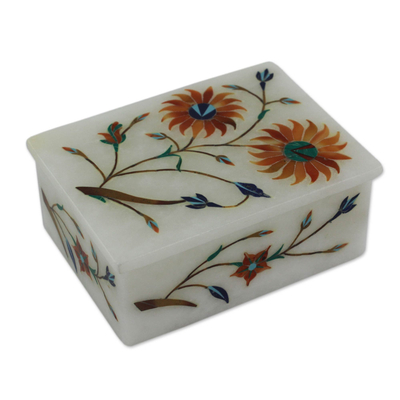 Floral Marble Jewelry Box from India