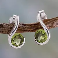 Peridot drop earrings, 'Lime Droplet' - Women's Peridot Jewellery from India