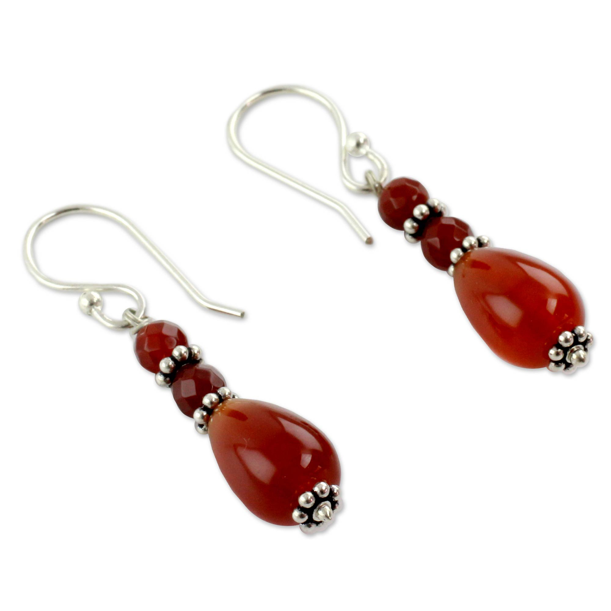 Fair Trade Artisan Crafted Carnelian Earrings - Vibrant Jaipur | NOVICA