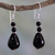 Onyx dangle earrings, 'Orissa Odyssey' - Artisan Crafted Onyx and Sterling Silver Earrings