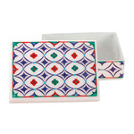 Marble inlay jewelry box, 'Floral Symmetry' - Hand Made Floral Marble Inlay Jewelry Box