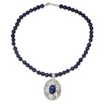 Lapis lazuli pendant necklace, 'Eden' - India Lapis Lazuli Necklace