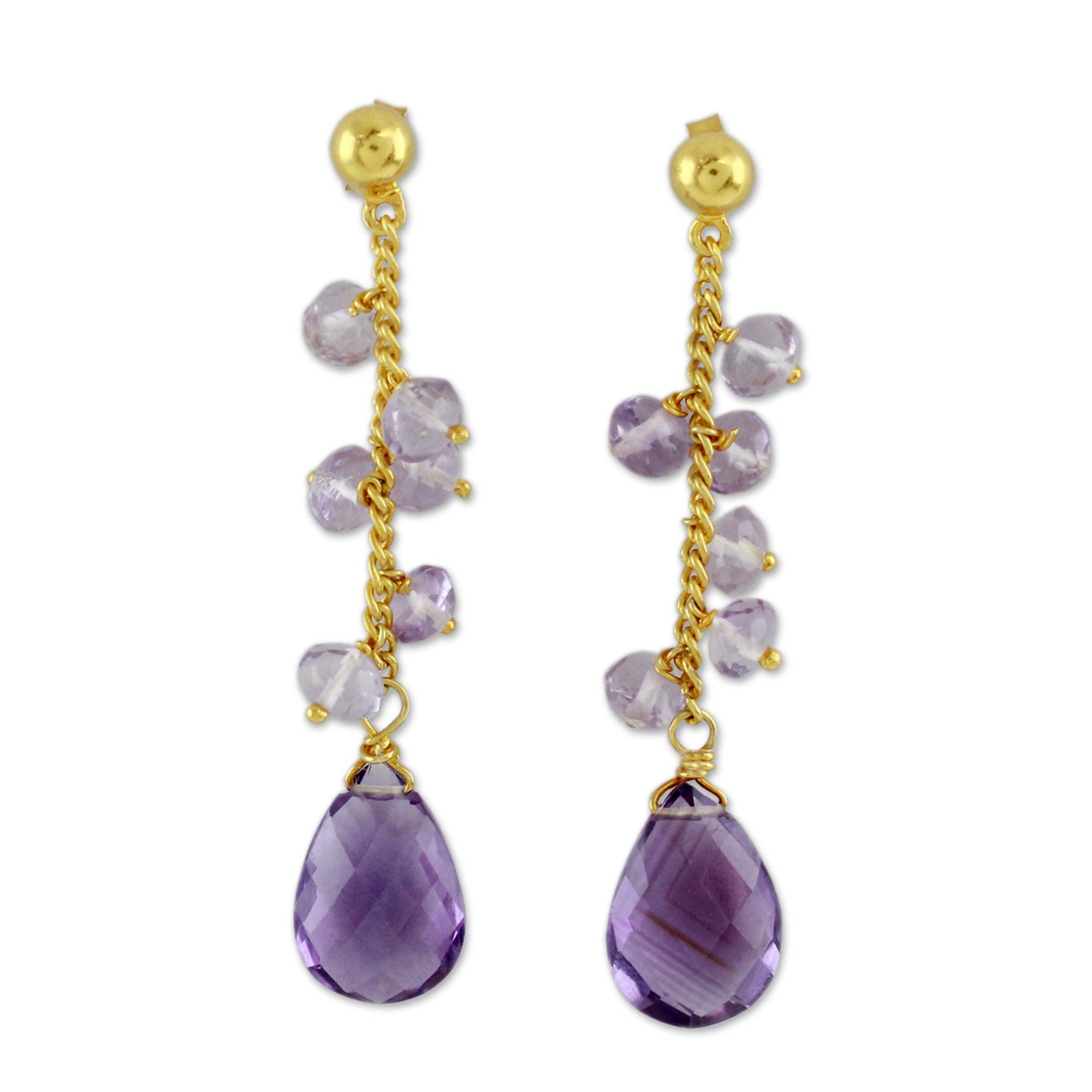 Amethyst and Gold Vermeil Earrings - Lilac Riches | NOVICA