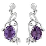 Amethyst dangle earrings, 'Jungle Orchid' - Handcrafted 8 Carat Amethyst Earrings