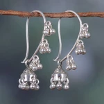 Sterling silver chandelier earrings, 'Jhumki Music' - Sterling Silver Jhumki Chandelier Earrings from India