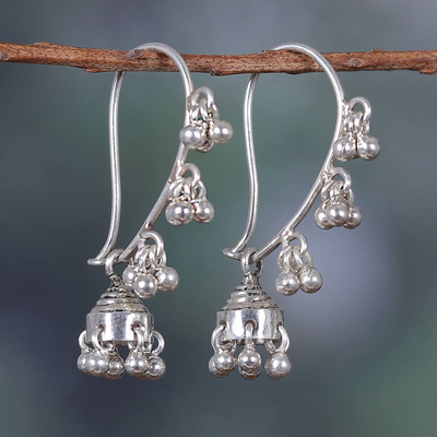 Pendientes candelabro de plata de ley - Pendientes de candelabro Jhumki de plata esterlina de la India