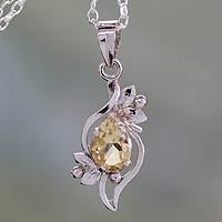 Citrine flower necklace,