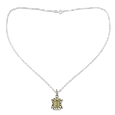 Lemon quartz pendant necklace, 'Lemon Mist' - Lemon Quartz and Sterling Silver Pendant Necklace