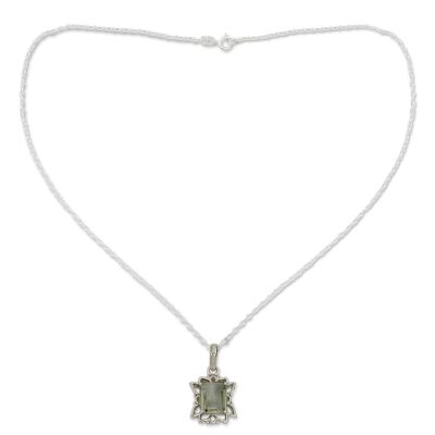 Prasiolite pendant necklace, 'Aqua Mist' - Prasiolite and Sterling Silver Pendant Necklace