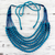 Recycled sari silk beaded necklace, 'Tranquil Teal' - Teal Recycled Silk Sari Beaded Necklace