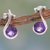 Amethyst drop earrings, 'Grape Droplet' - Amethyst and Sterling Silver Indian Earrings (image 2) thumbail