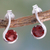 Garnet drop earrings, 'Cherry Droplet' - Garnet and Sterling Silver Indian Earrings