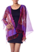 Silk shawl, 'Midnight Fantasy' - Purple Red Silk Shawl Wrap from India