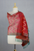 Mantón de seda - Chal Rojo y Verde de Seda de India