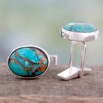 Sterling silver cufflinks, 'Elegant Enigma' - Men's Jewelry Sterling Silver Cufflinks