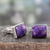 Sterling silver cufflinks, 'Bold Charisma' - Sterling Silver Cufflinks with Purple Stones thumbail